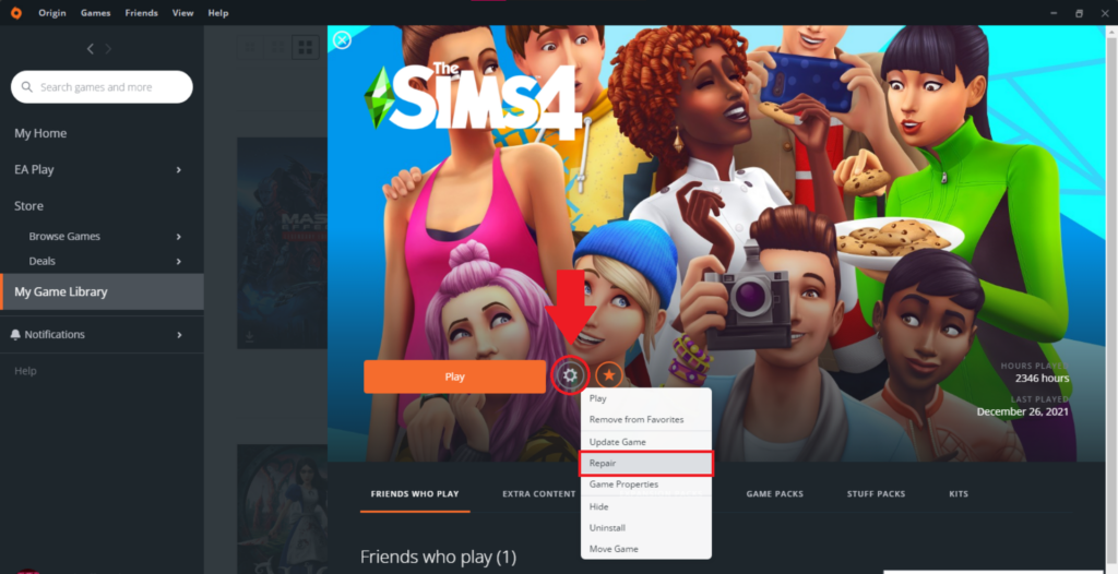 how to repair your game with Origin